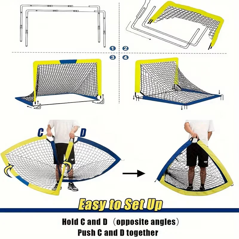 4'x 3' Portable Soccer Goals ,2 Set Soccer Goal,for Backyard or Indoor Pop Up Soccer Net