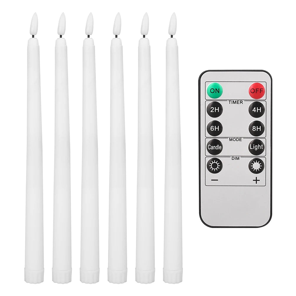Remote Control Flameless Taper Candles With Flickering LED Light
