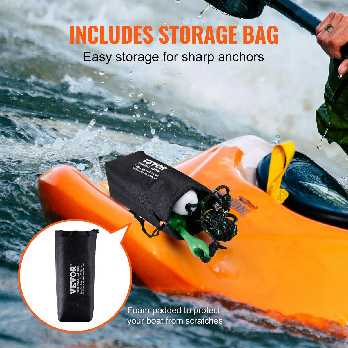 SucceBuy Kayak Anchor Kit With Folding Anchor And Storage Bag