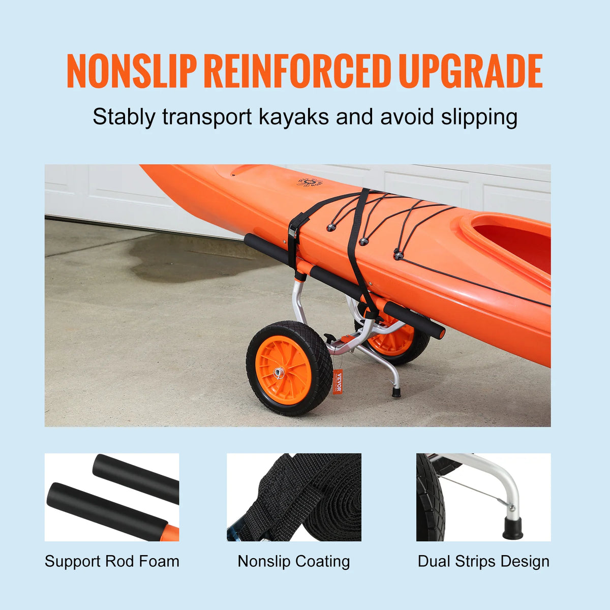 SucceBuy Detachable Kayak Cart With Adjustable Width For Canoes