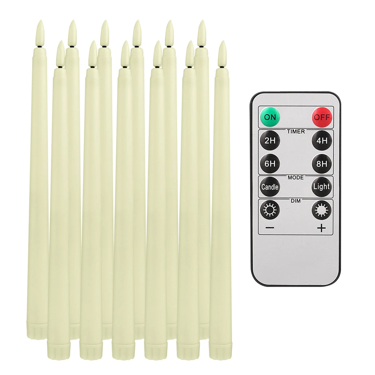 Remote Control Flameless Taper Candles With Flickering LED Light