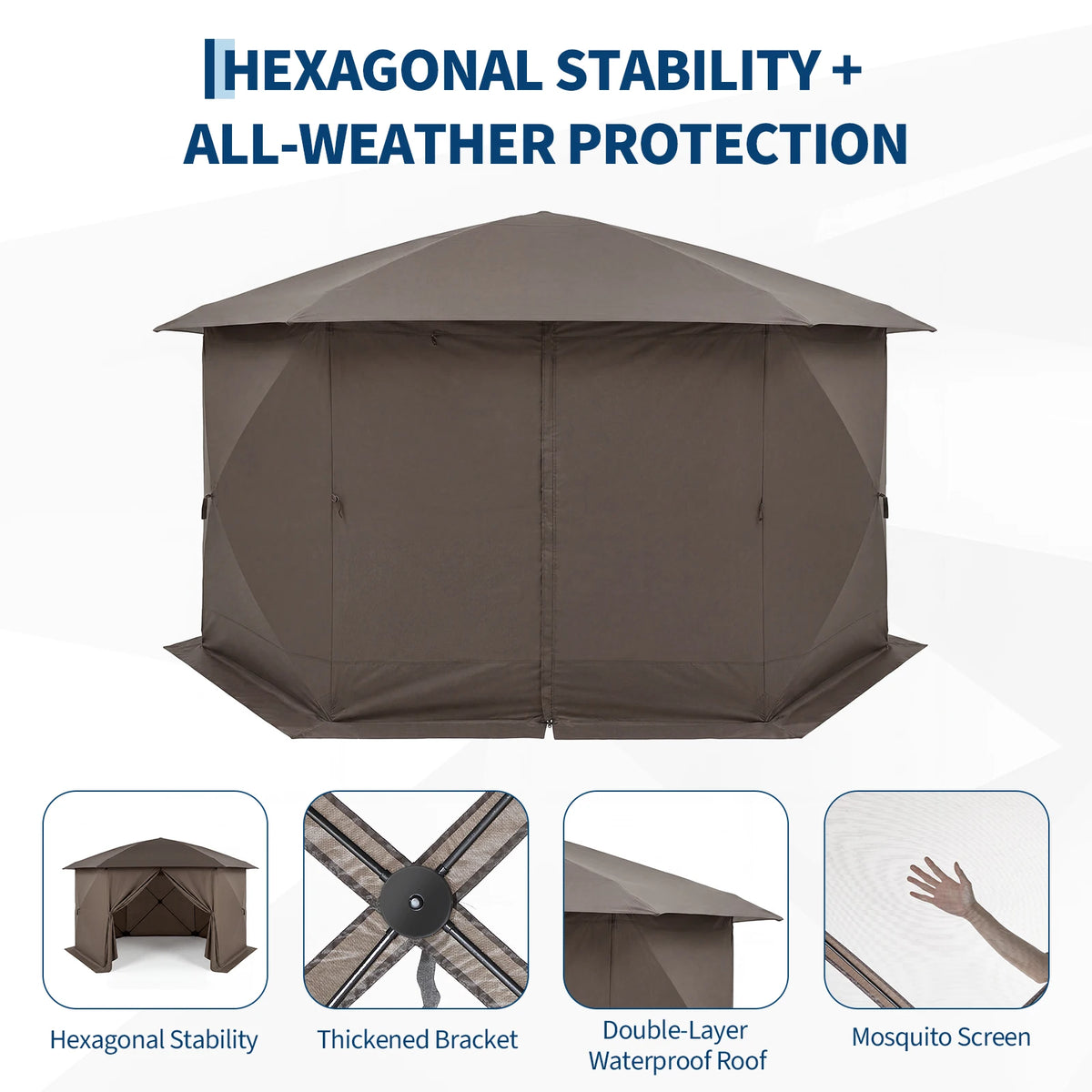 Outdoor Screen Tent Canopy With Eaves And Bite Proof Mesh