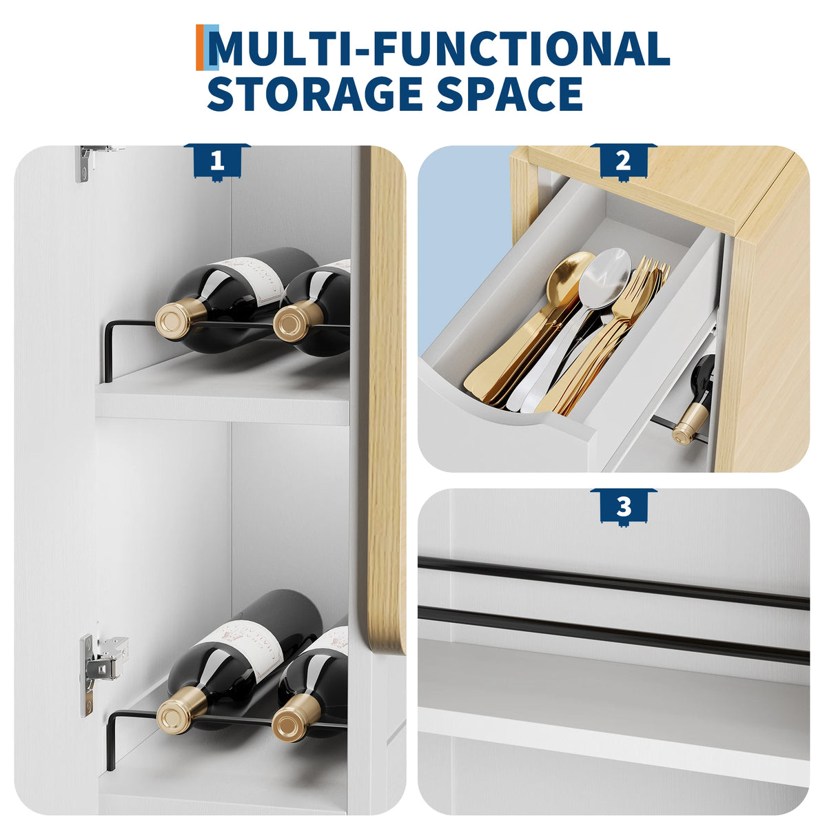 HiMISS Folding Dining Table With Storage Drawer And Shelves