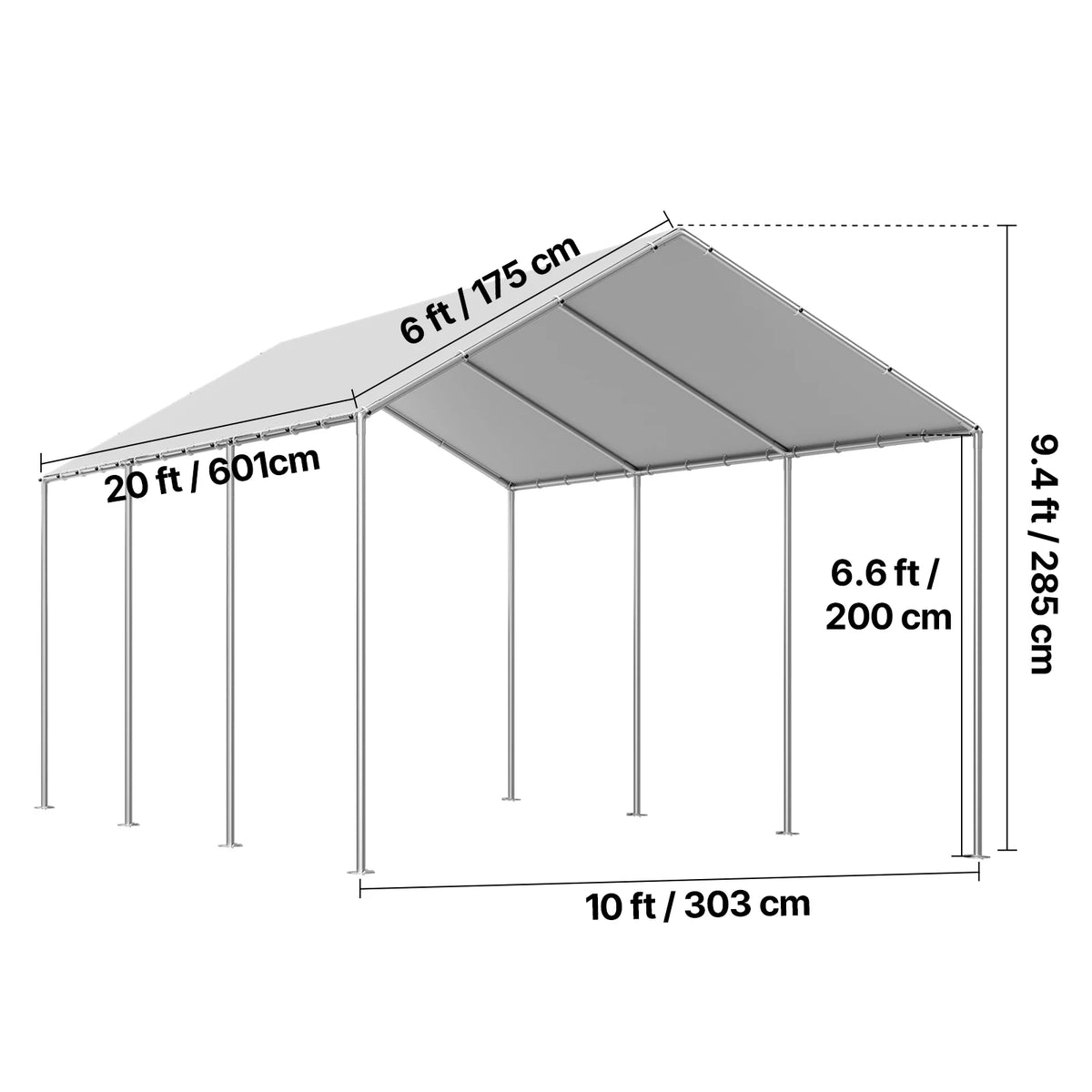 SucceBuy Carport Replacement Canopy Potable Garage Tent Tarp UV-Resistant& Waterproof Car Shelter Tarp Heavy Duty Car Port Cover