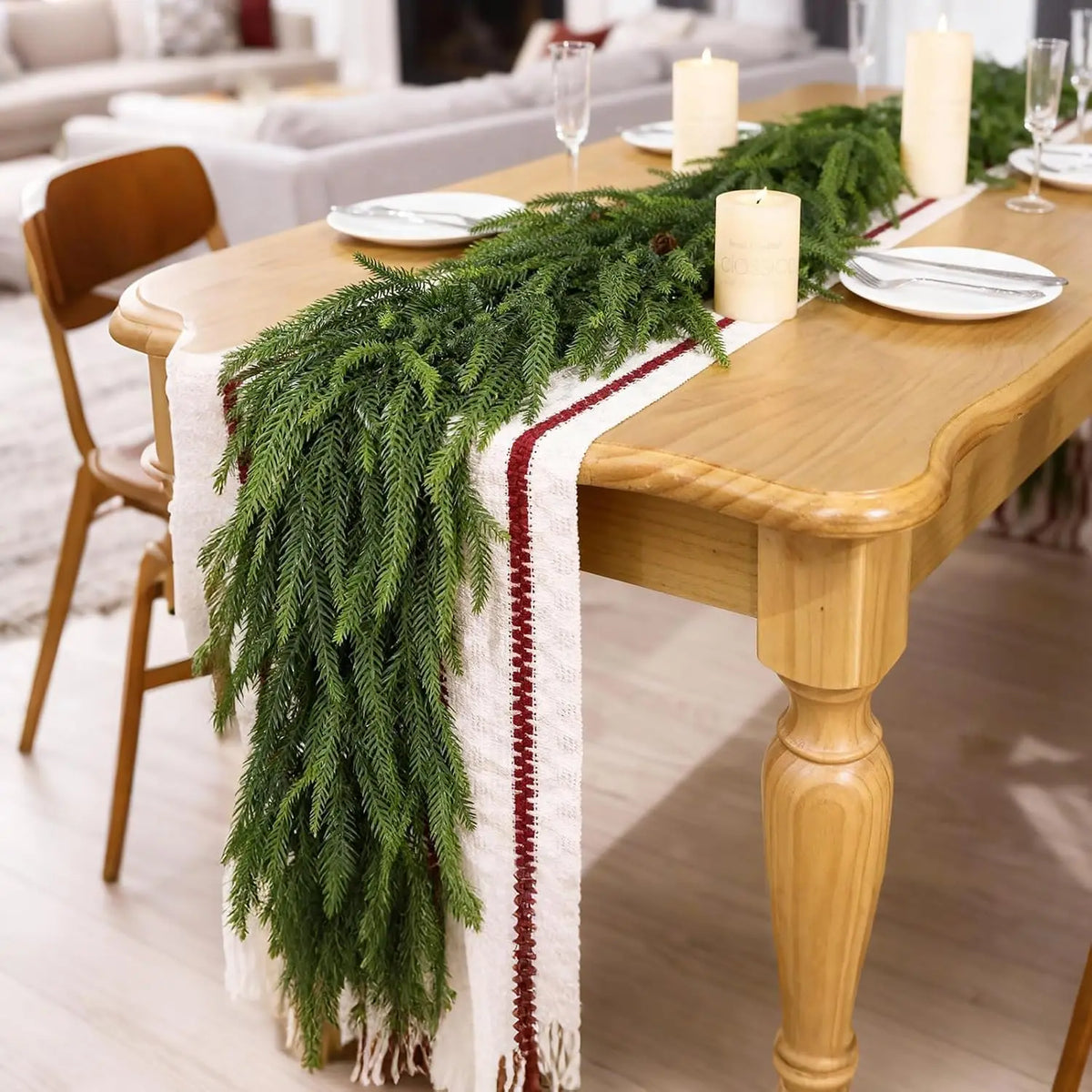 Artificial Norfolk Pine Garland for Christmas Fireplace Decor