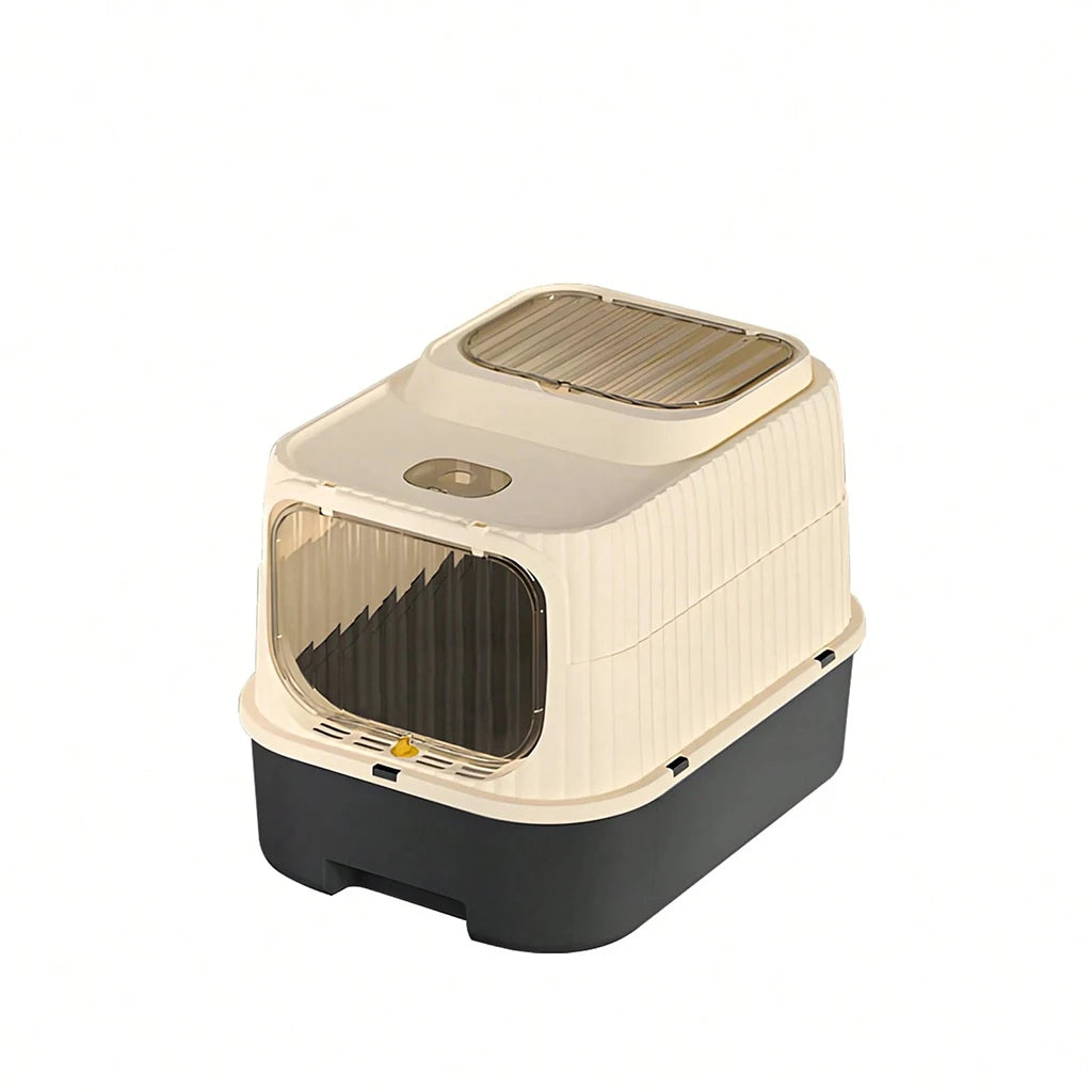 2 in 1 Fully Enclosed Cat Litter Box High Sided Anti-Splash, Detachable Pet Toilet With Lid And Door, Odor Control Deep Bottom Easy Clean For Indoor Cats