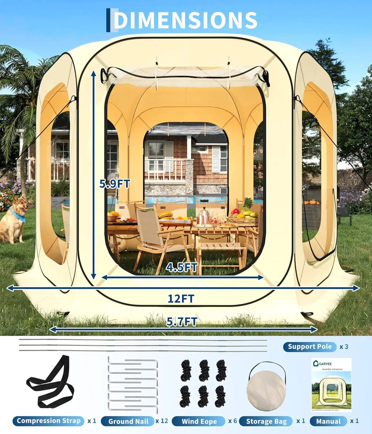 Tacleekii Portable Pop Up Screen Tent For Camping And Patio