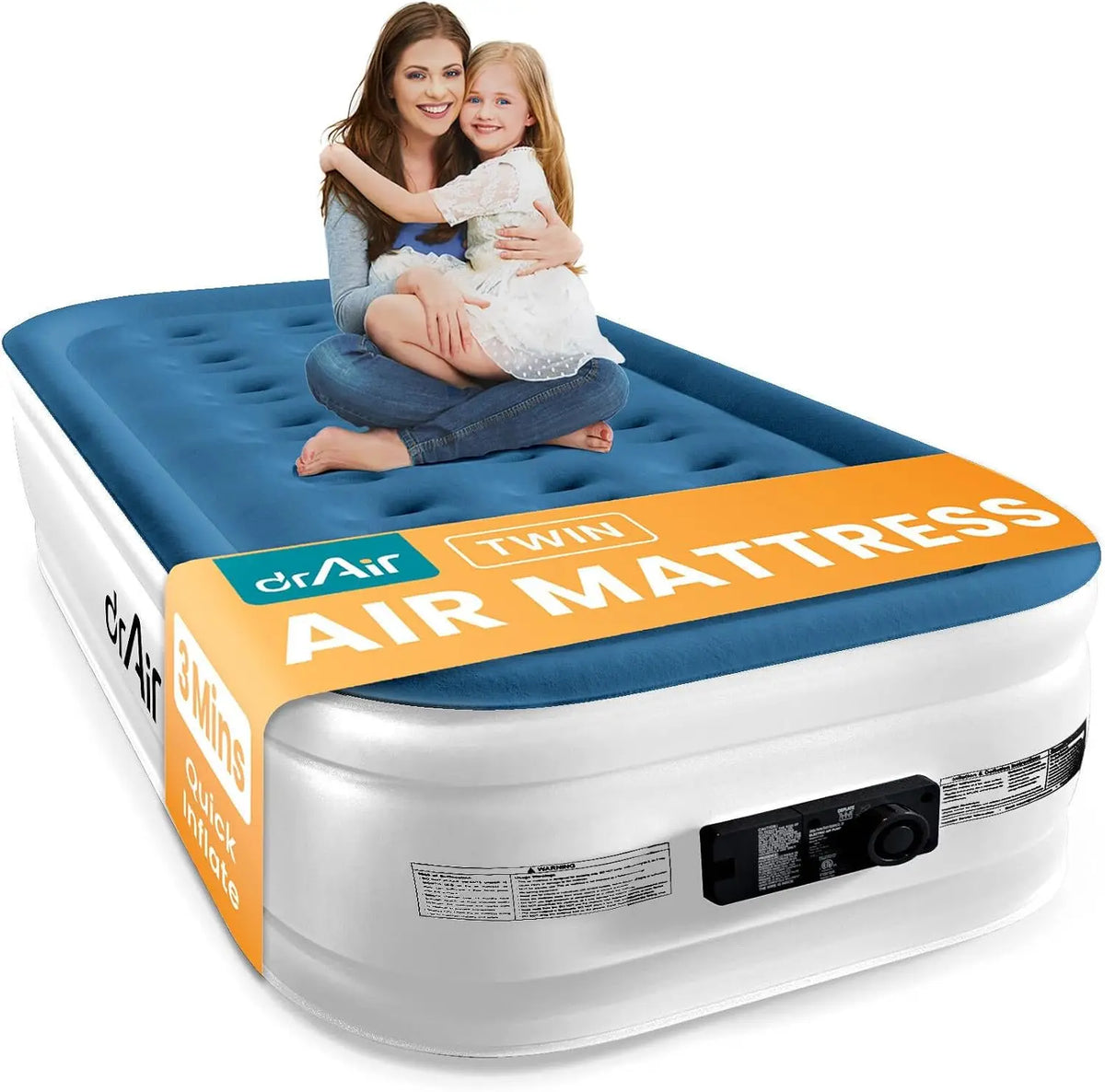 Twin Air Mattress with Built-in Pump, 18" Raised Blow Up Mattress, 500 lbs Max Honeycomb Air Bed, 48Hr Leak-Proof Test, 3min Inflatable Mattress for Home, Guests, Camping, Colchones inflables