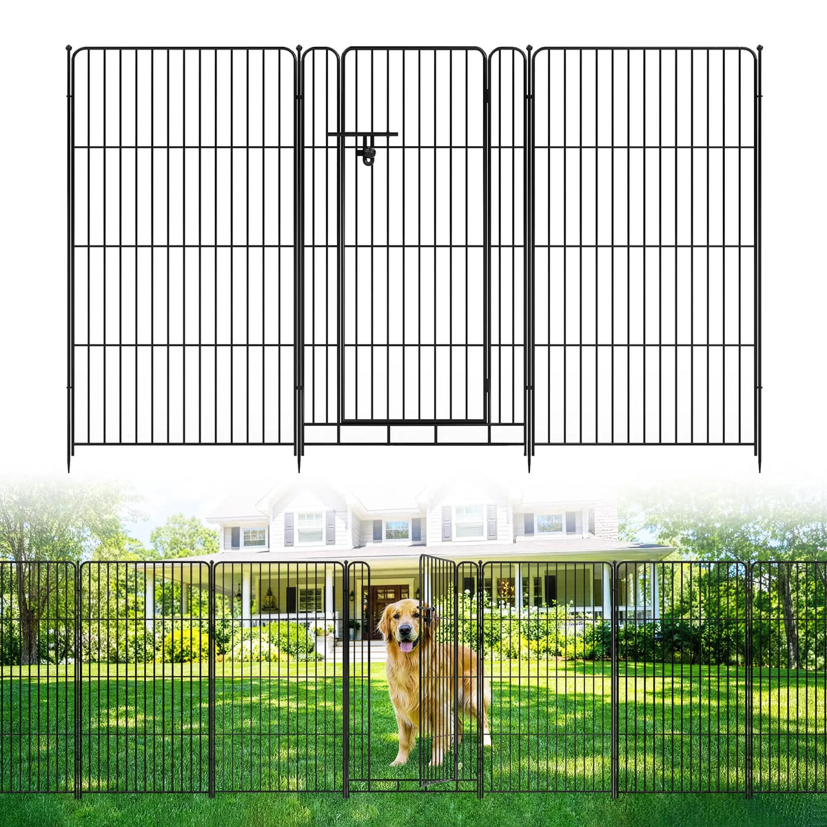 HiMISS Decorative Metal Garden Fence for Dogs and Animal Control