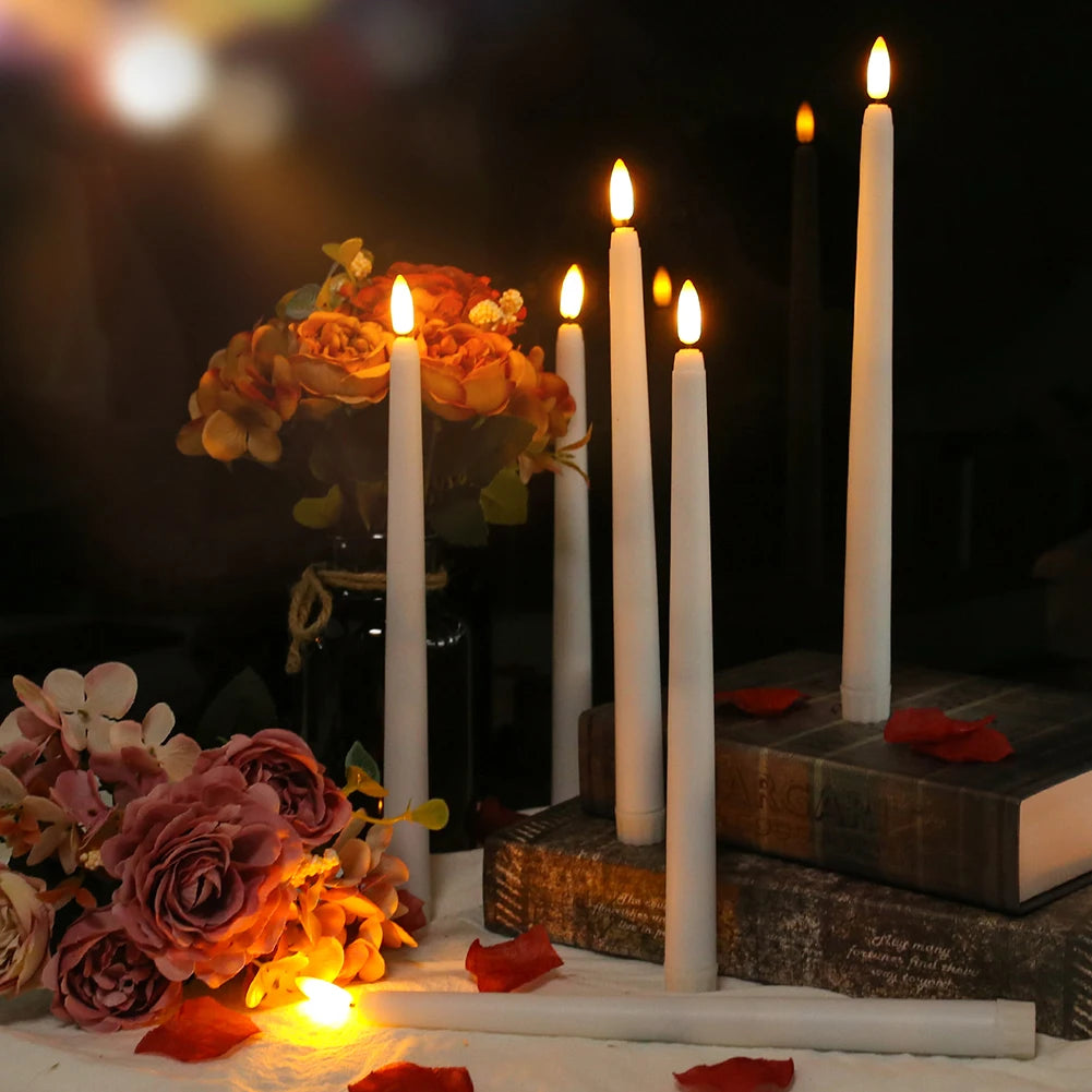 Remote Control Flameless Taper Candles With Flickering LED Light