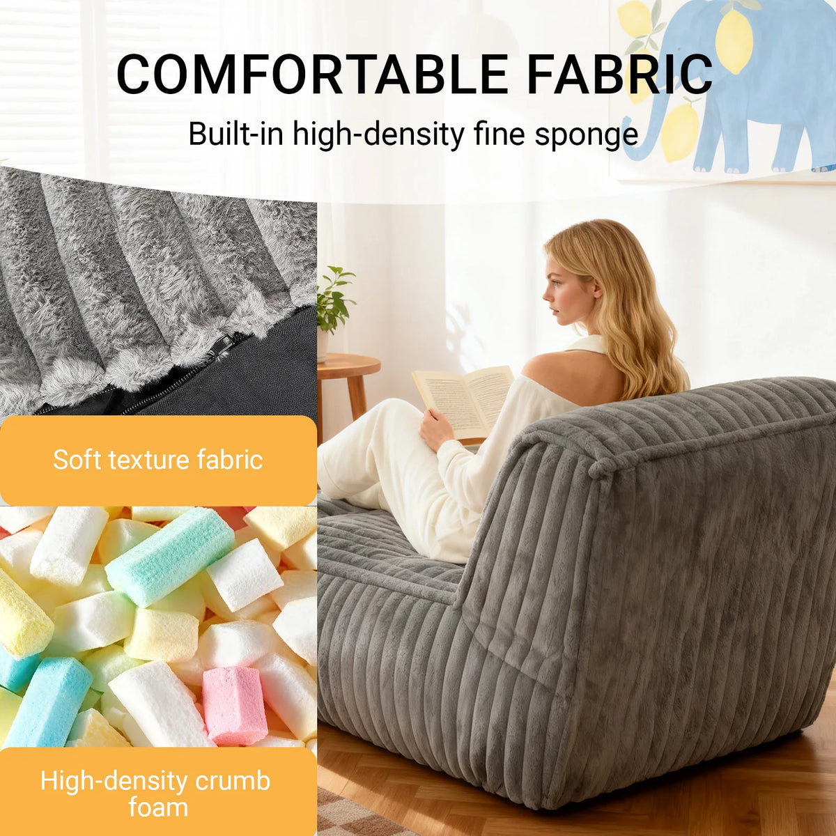 Folding Sofa Bed Convertible Sleeper Chair With Back Support