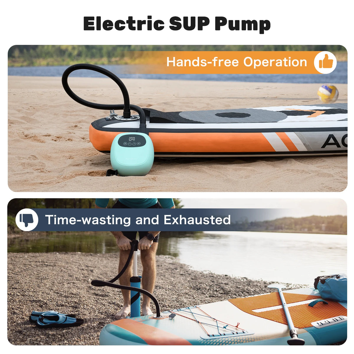 Dwndpump Electric SUP Air Pump With Battery Inflation And Deflation