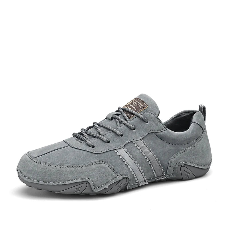 2027 New Shoes for Men Leather Casual Shoes Spring New Style Fashion Striped Lace-Up Loafers Leisure Flat Shoes Tenis Masculino