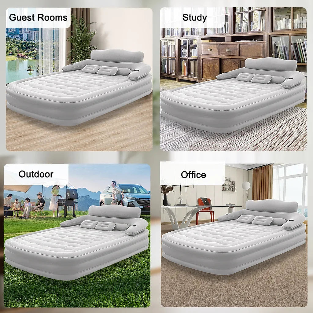2 Person Built-In Pump Camping Mattress PVC Automatic Inflatable Increased Height Thickened Indoor Outdoor Lazy Sleeping Mat Bed