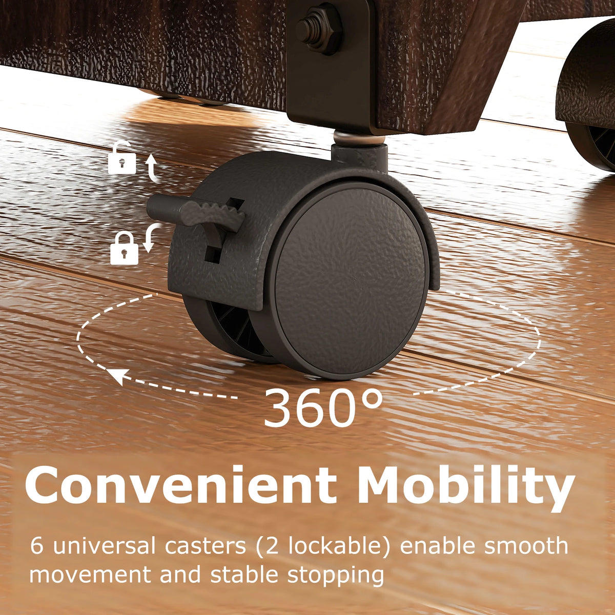 HOMASIS Folding Dining Table with Lockable Wheels, Drawers and Cabinets