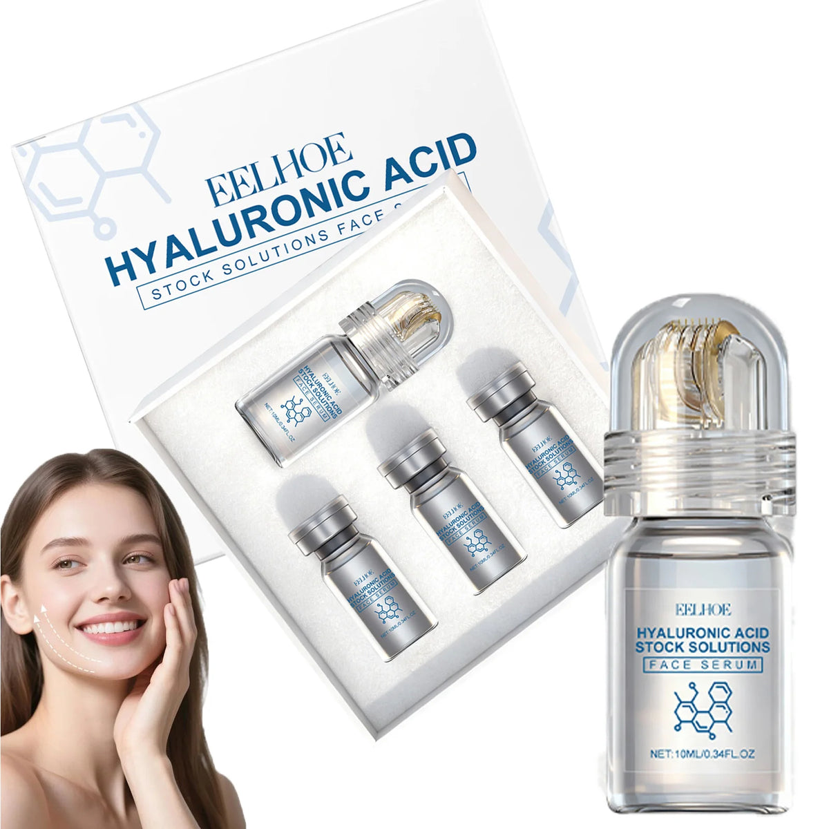 Eelhoe Hyaluronic Acid Serum With Microneedle Roller Set
