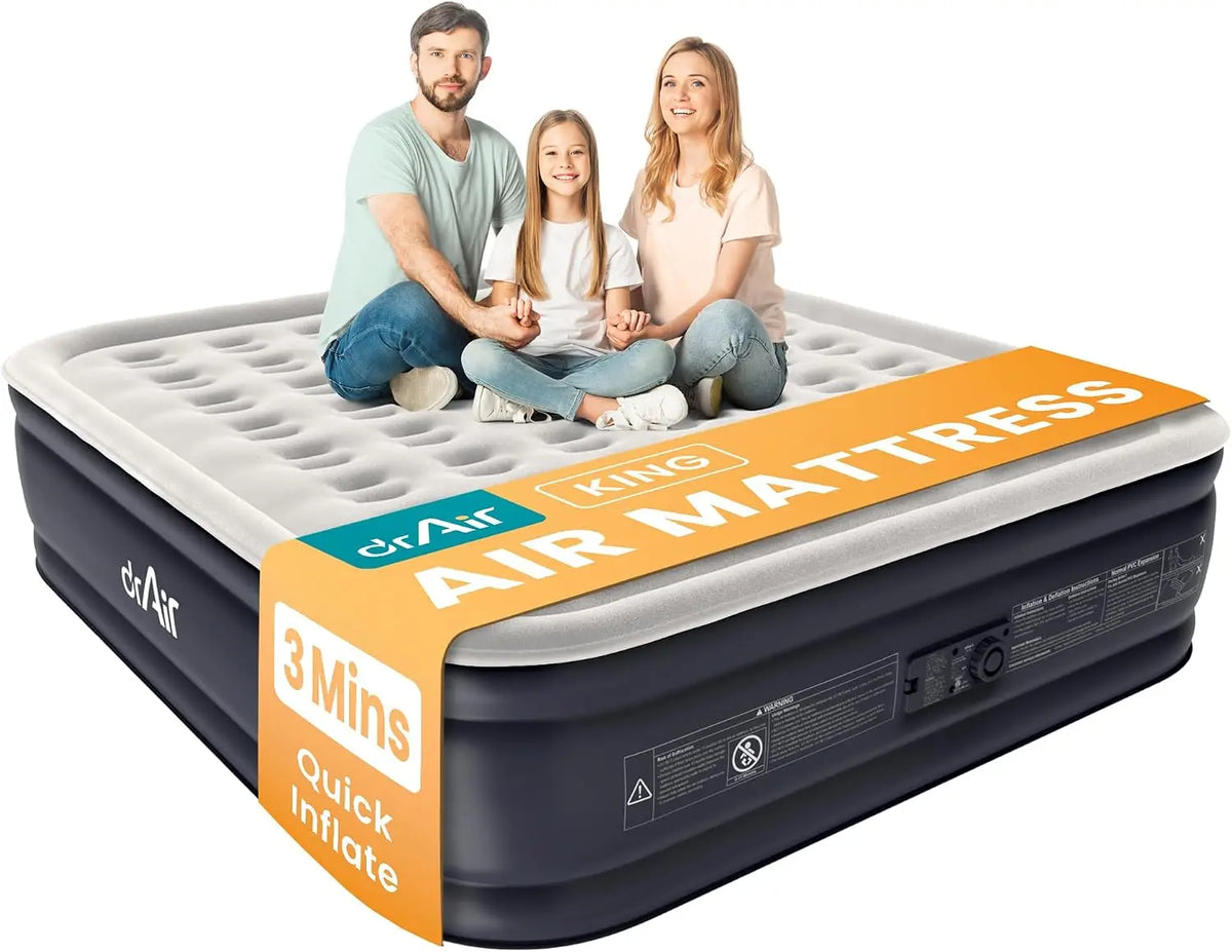 Twin Air Mattress with Built-in Pump, 18" Raised Blow Up Mattress, 500 lbs Max Honeycomb Air Bed, 48Hr Leak-Proof Test, 3min Inflatable Mattress for Home, Guests, Camping, Colchones inflables