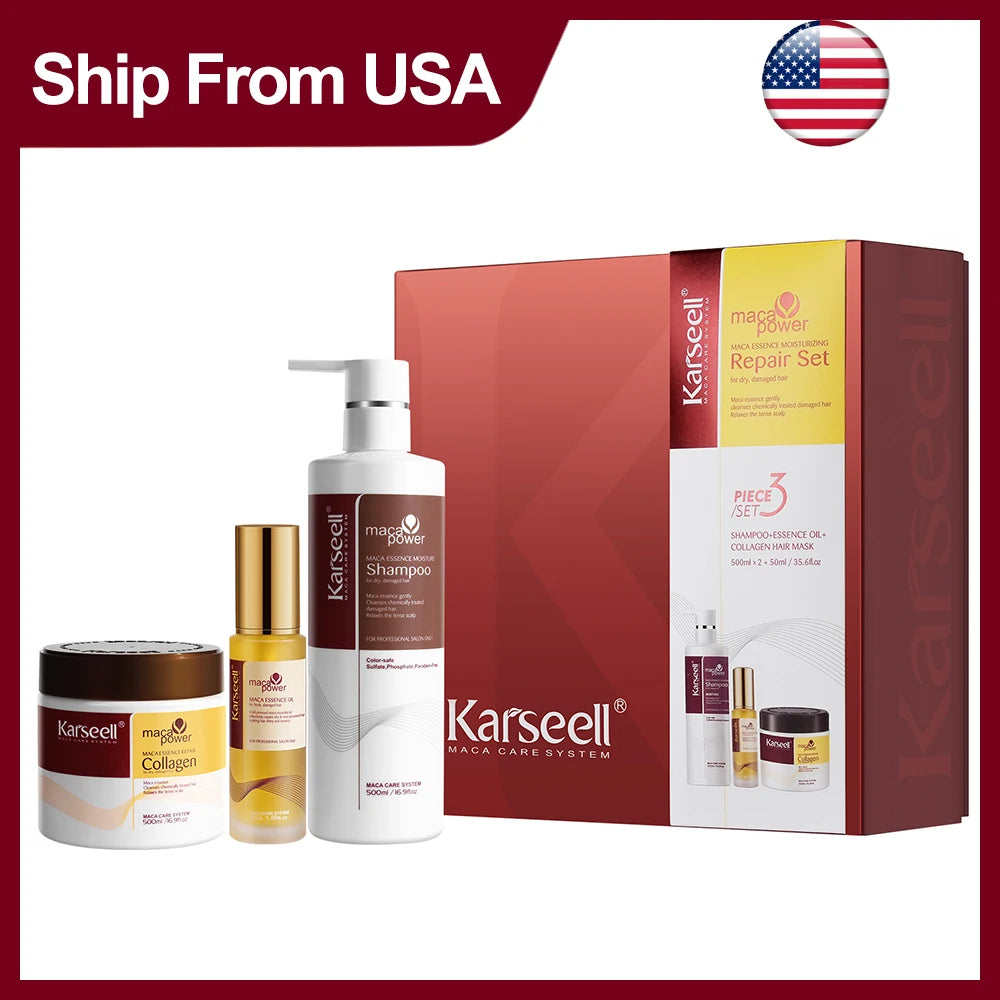 Karseell Collagen Hair Mask Shampoo and Argan Oil Repair Set