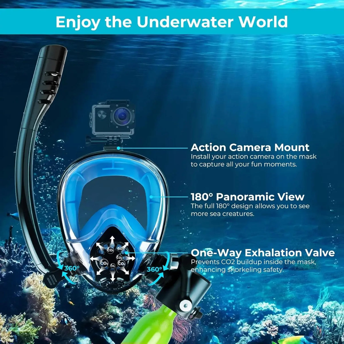 GOYOJO Portable Diving Tank With Snorkel Mask Underwater Breathing System