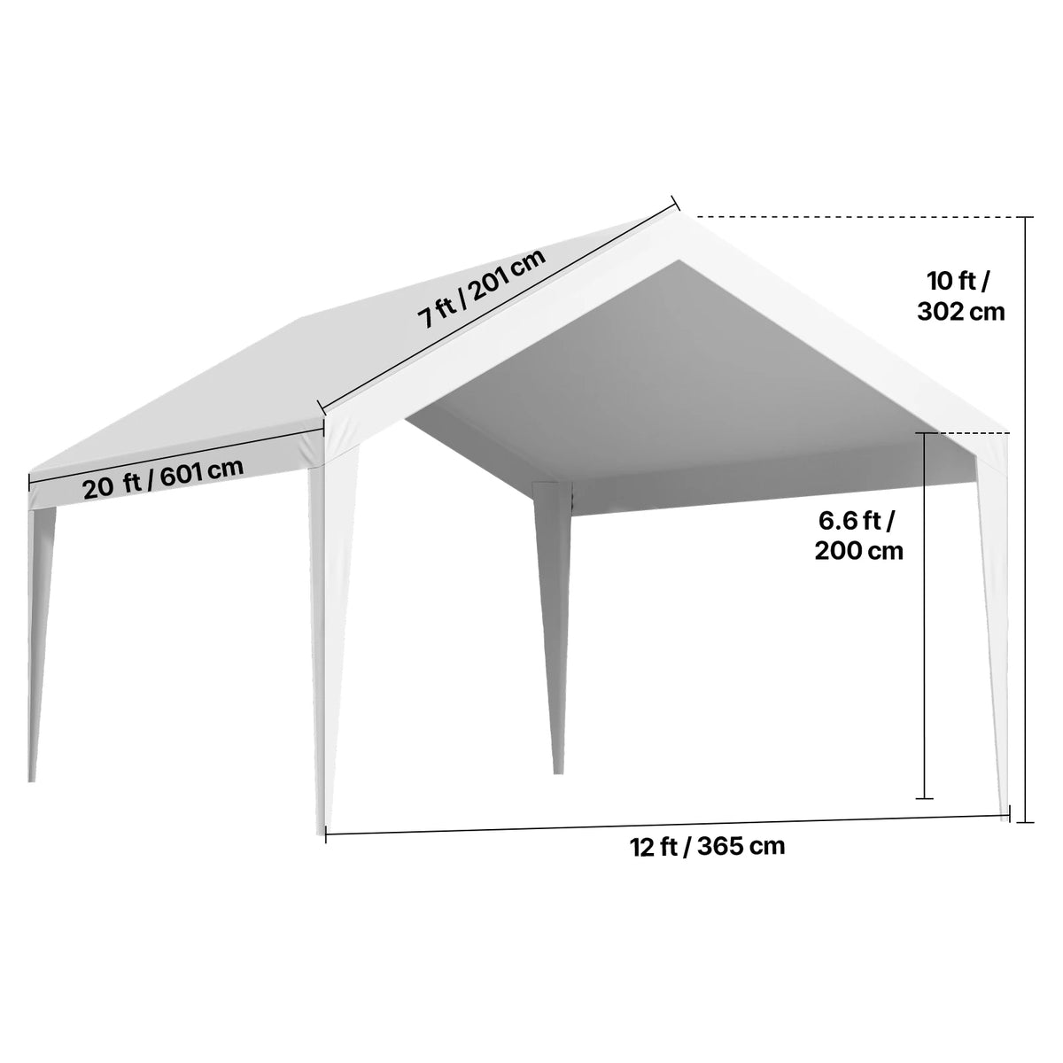 SucceBuy Carport Replacement Canopy Potable Garage Tent Tarp UV-Resistant& Waterproof Car Shelter Tarp Heavy Duty Car Port Cover