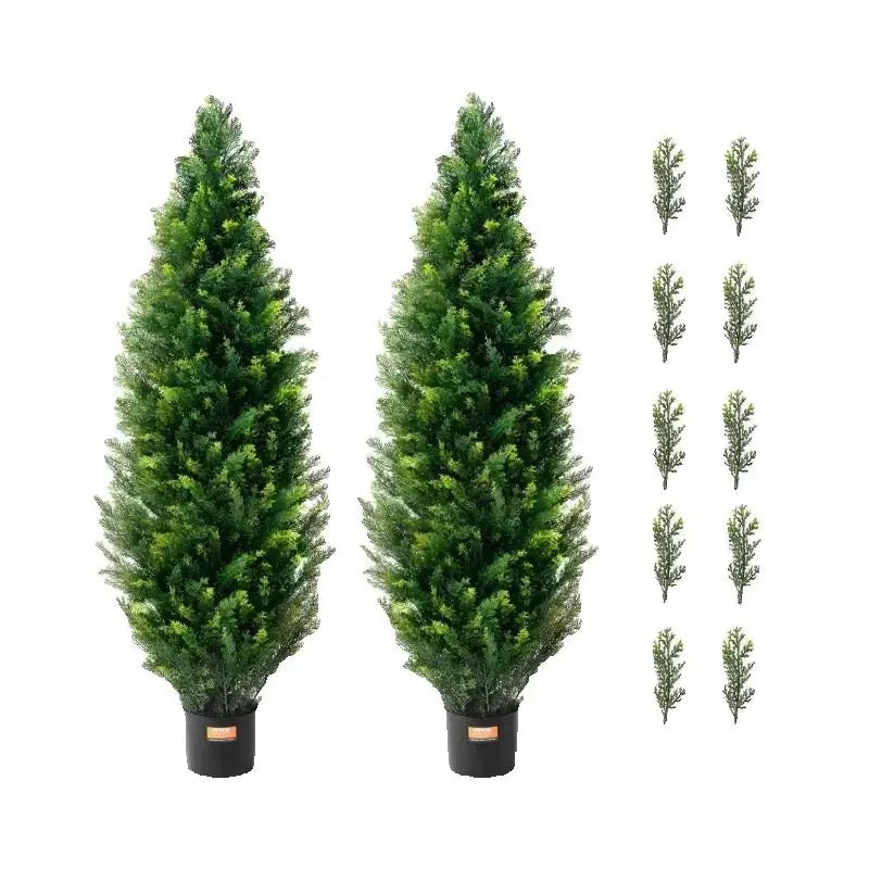SucceBuy Artificial Cedar Topiary Trees for Indoor Outdoor Decor