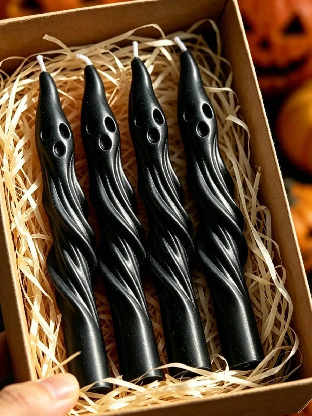 Twisted Spiral Taper Candle, Gothic Sculptural Design For Home Decor