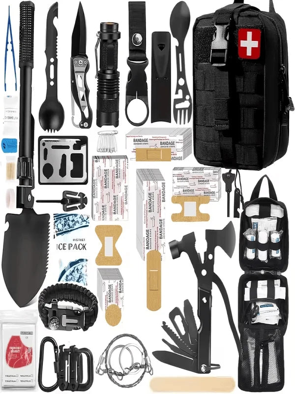 217-Piece Survival Kit with First Aid Kit And Survival Tools Molle Storage Bag for Outdoor Activities Adventure Travel Camping Hiking Home Office Ideal Gift for Men Dad Husband Son
