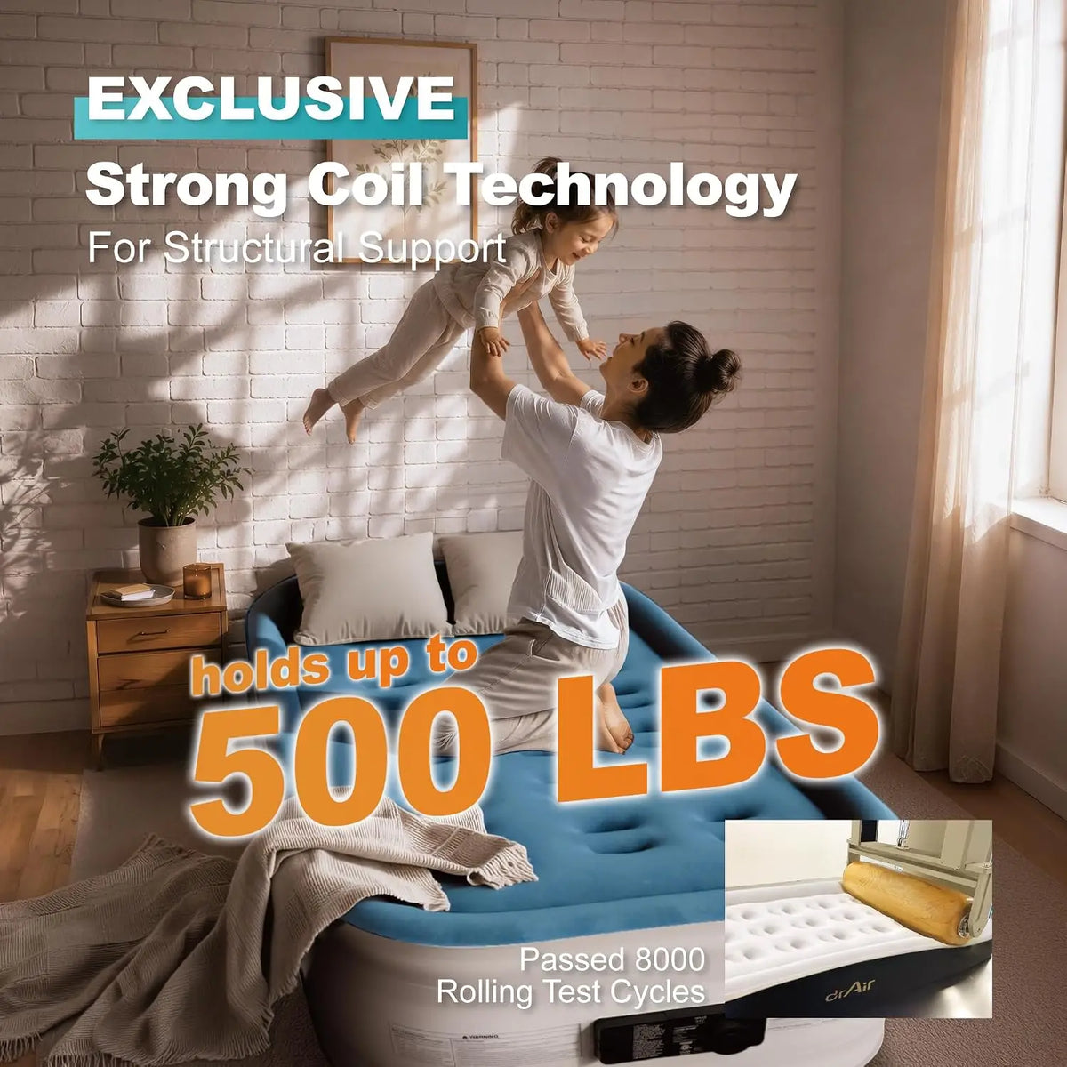 Twin Air Mattress with Built-in Pump, 18" Raised Blow Up Mattress, 500 lbs Max Honeycomb Air Bed, 48Hr Leak-Proof Test, 3min Inflatable Mattress for Home, Guests, Camping, Colchones inflables