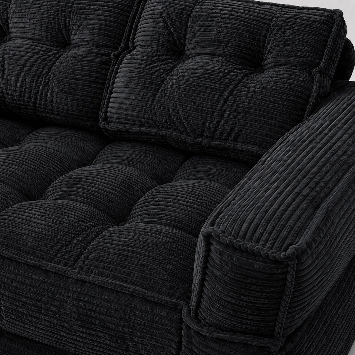 Modular Corduroy Convertible Floor Sofa With Chaise