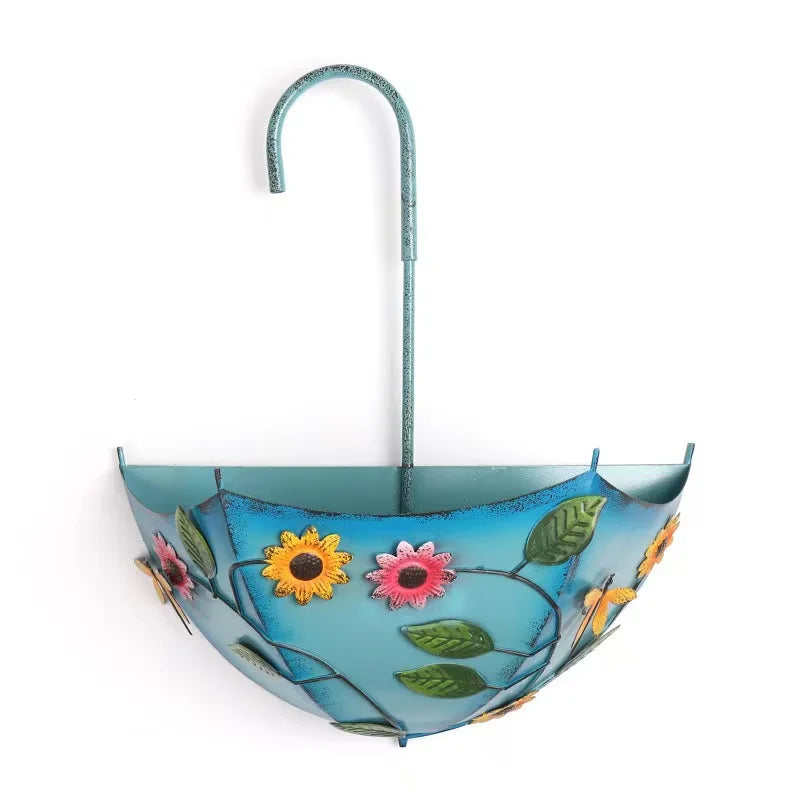 Farmhouse Wall Mounted Iron Flower Basket Hanging Planter With Drainage Holes
