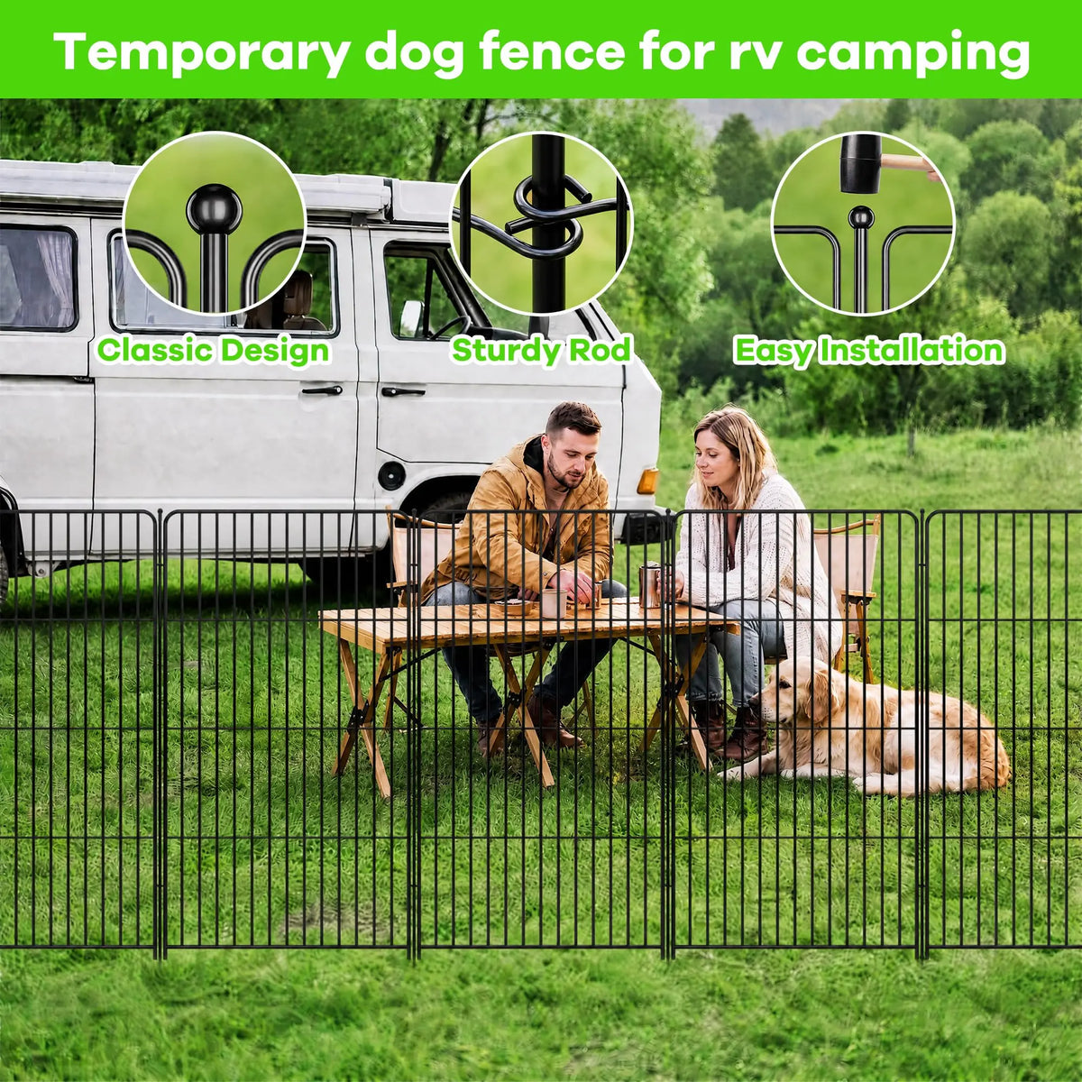 HiMISS Decorative Metal Garden Fence for Dogs and Animal Control