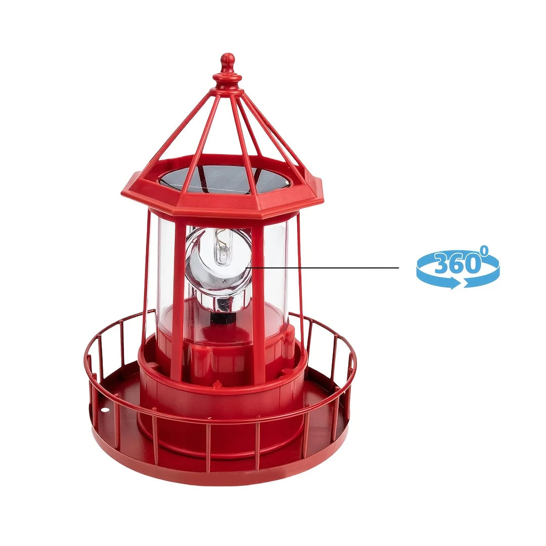 Outdoor Garden Solar Statue Decor Light, Solar Lighthouse Rotating Statue Light, Outdoor Garden Landscape Solar Beacon Tower Rotating Light, for Outdoor Patio Garden Pathway Home Decor