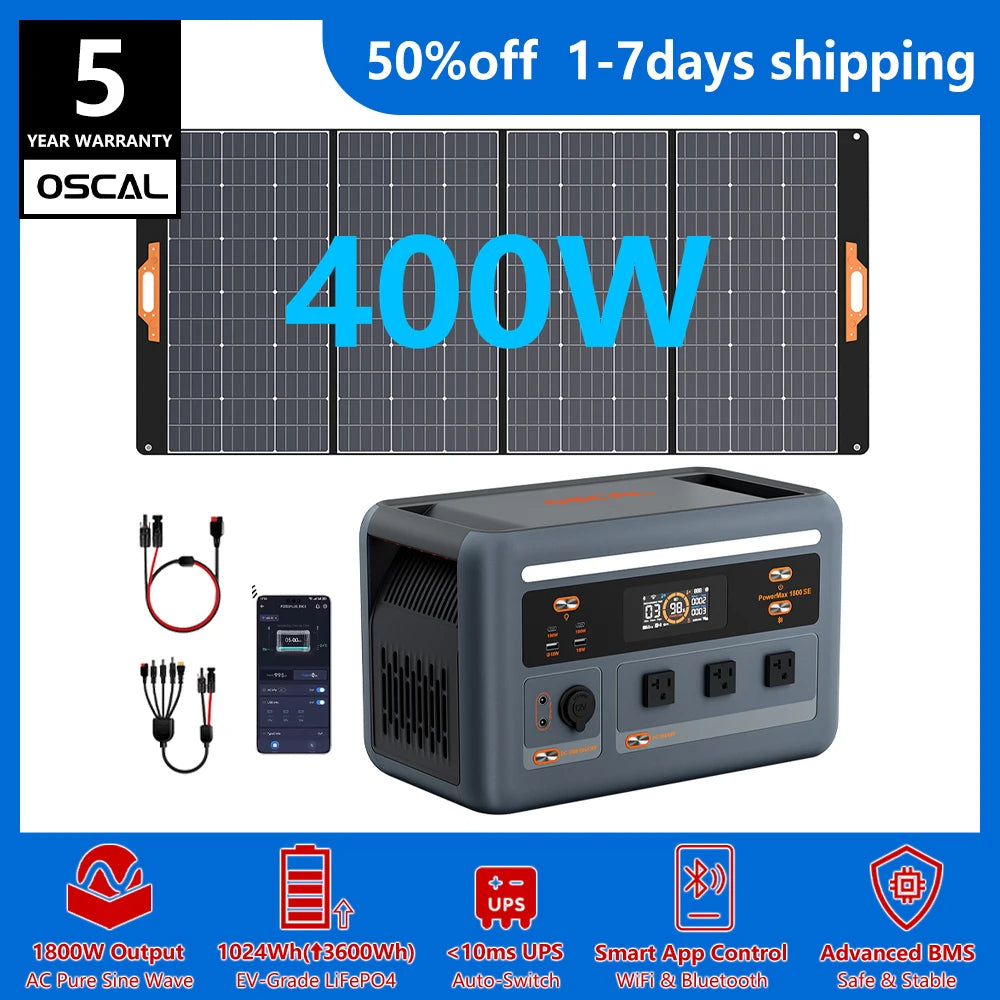 OSCAL PowerMax Portable Power Station With UPS And Solar Charging