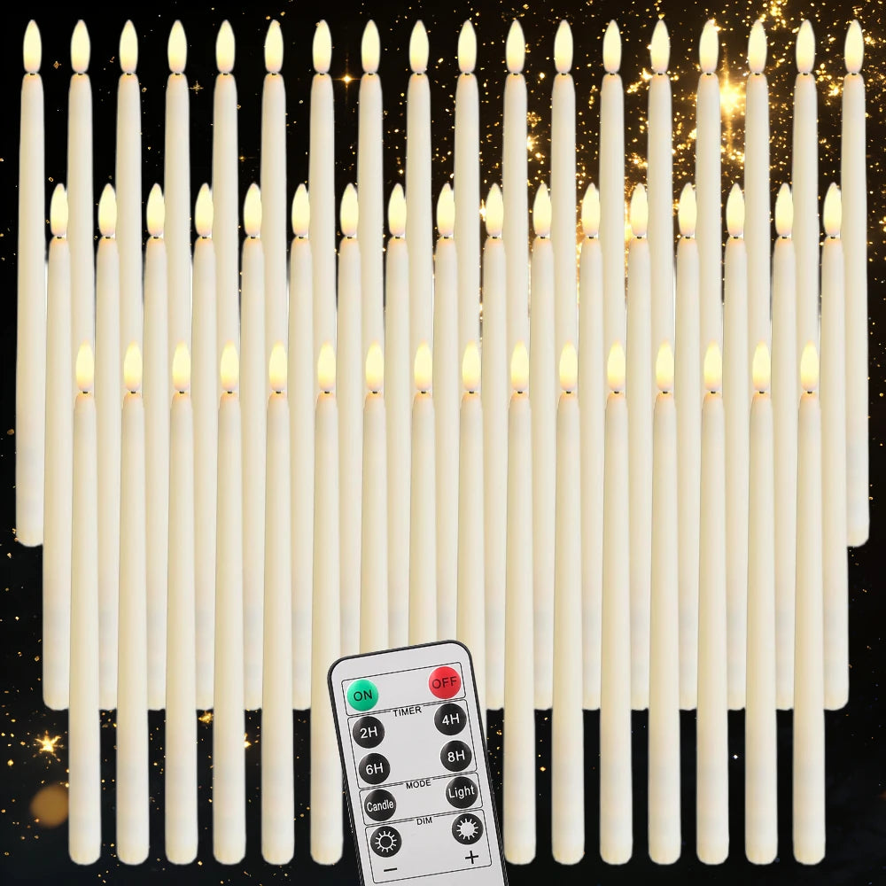 Remote Control Flameless Taper Candles With Flickering LED Light
