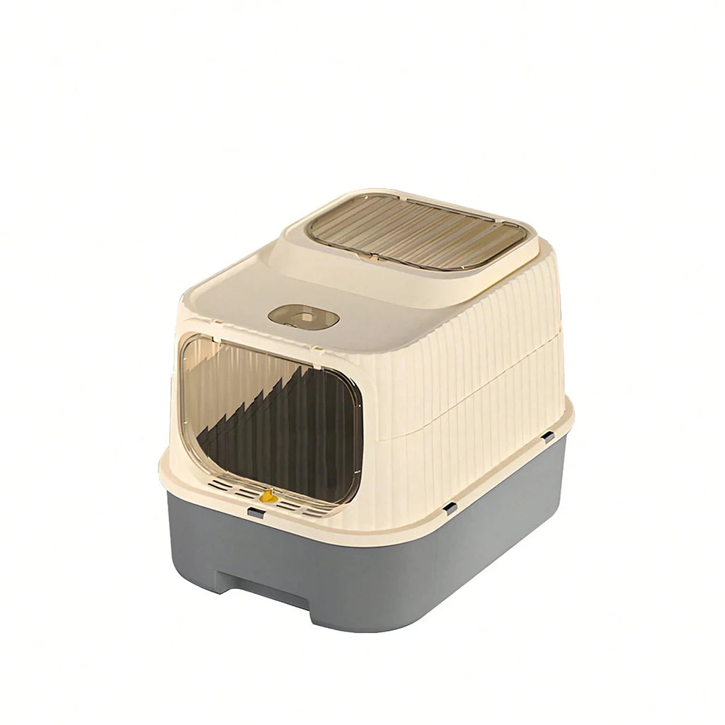 2 in 1 Fully Enclosed Cat Litter Box High Sided Anti-Splash, Detachable Pet Toilet With Lid And Door, Odor Control Deep Bottom Easy Clean For Indoor Cats