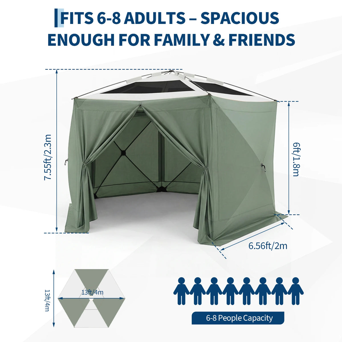 Outdoor Screen Tent Canopy With Eaves And Bite Proof Mesh