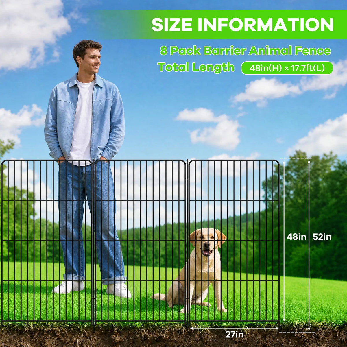 HiMISS Decorative Metal Garden Fence for Dogs and Animal Control