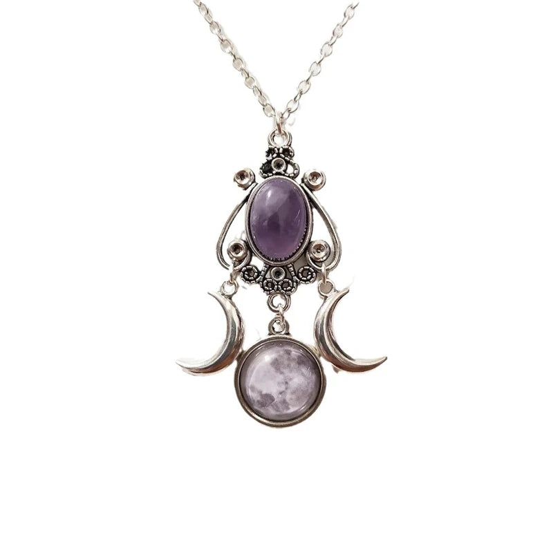 Triple Moon Pendant Necklace for Women with Gothic Style Jewelry