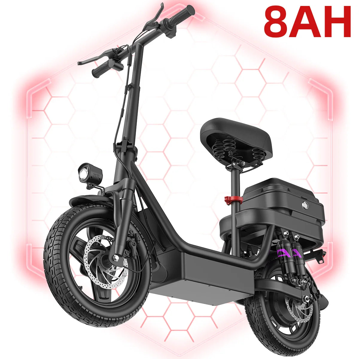 UPlee GQ8 Electric Bike For Adults 500W Scooter EBike 3-Riding Modes With 14" Fat Tire 48V 15AH LED College Students Commuters & Urban Riding E-Bike
