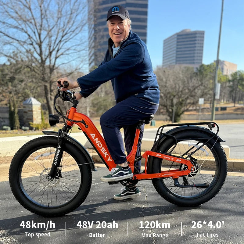 ANDSKY Gravita LS City Commuter Electric Bicycle 80Miles Long Range 48V 20AH Removable Battery 32MPH 1300W Motor 90Nm Powerful Torque Electric Bike for Adults E-bike with 6-Piece Kit