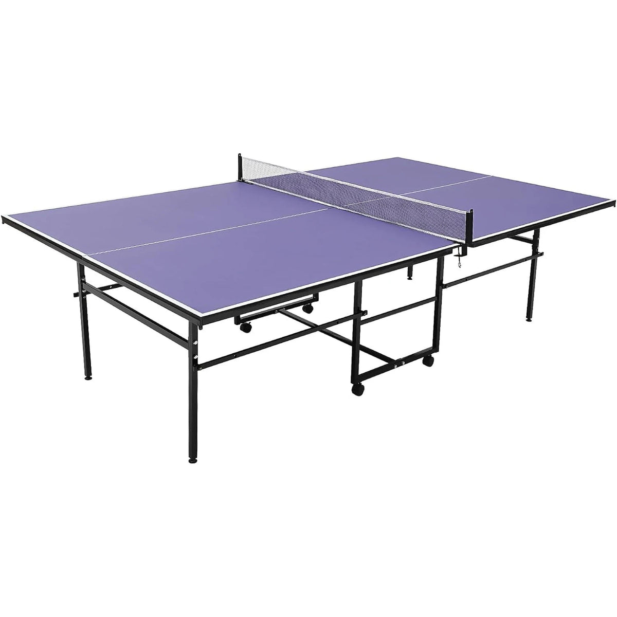 8 ft Portable Ping Pong Table,Professional Game for Adults Teens | Foldable Indoor Outdoor Table Tennis Set with Net, 2 Paddles and 3 Balls - Quick Assembly, Single Player Playback Mode