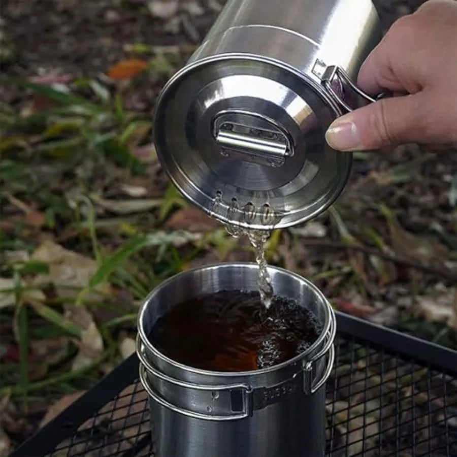 Foldable Stainless Steel Camping Cookware Set With Vented Lid