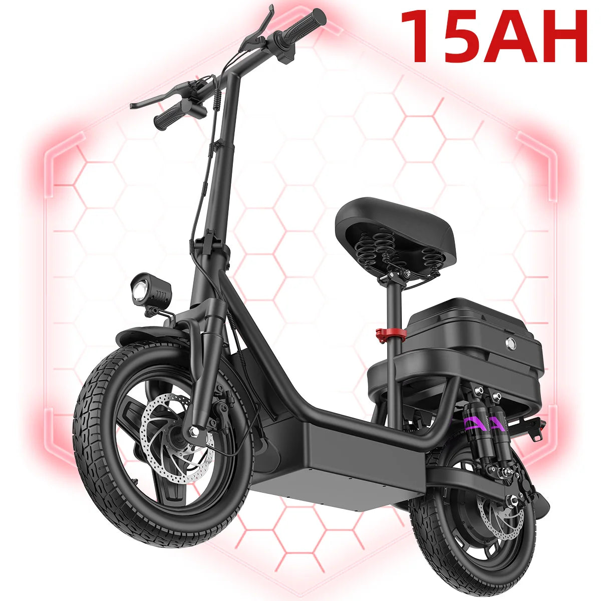 UPlee GQ8 Electric Bike For Adults 500W Scooter EBike 3-Riding Modes With 14" Fat Tire 48V 15AH LED College Students Commuters & Urban Riding E-Bike