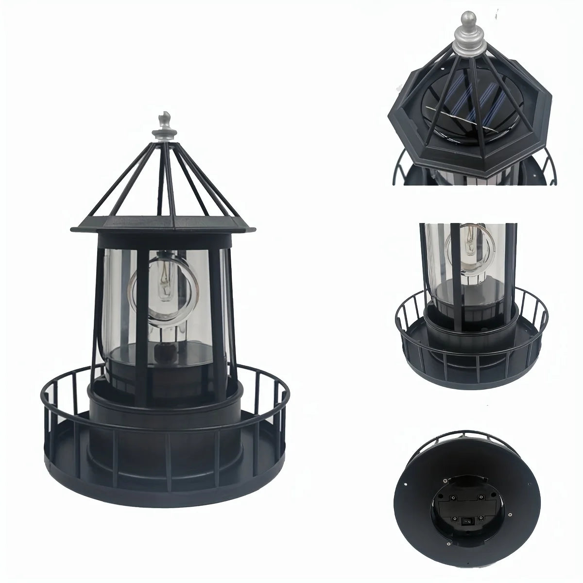 Outdoor Garden Solar Statue Decor Light, Solar Lighthouse Rotating Statue Light, Outdoor Garden Landscape Solar Beacon Tower Rotating Light, for Outdoor Patio Garden Pathway Home Decor