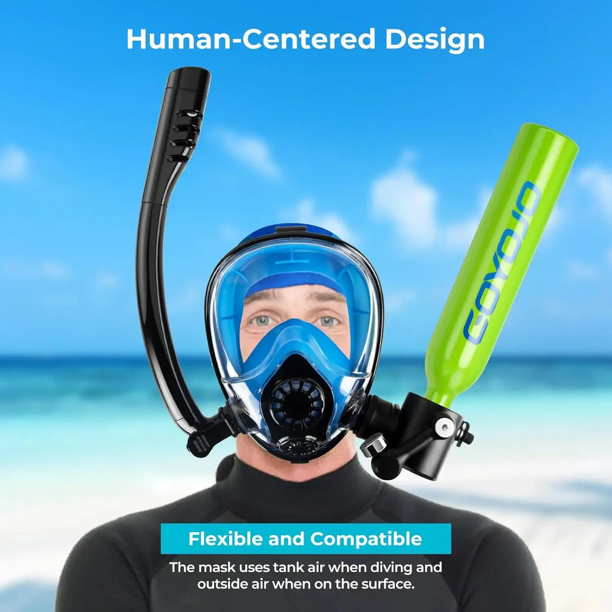 GOYOJO Portable Diving Tank With Snorkel Mask Underwater Breathing System