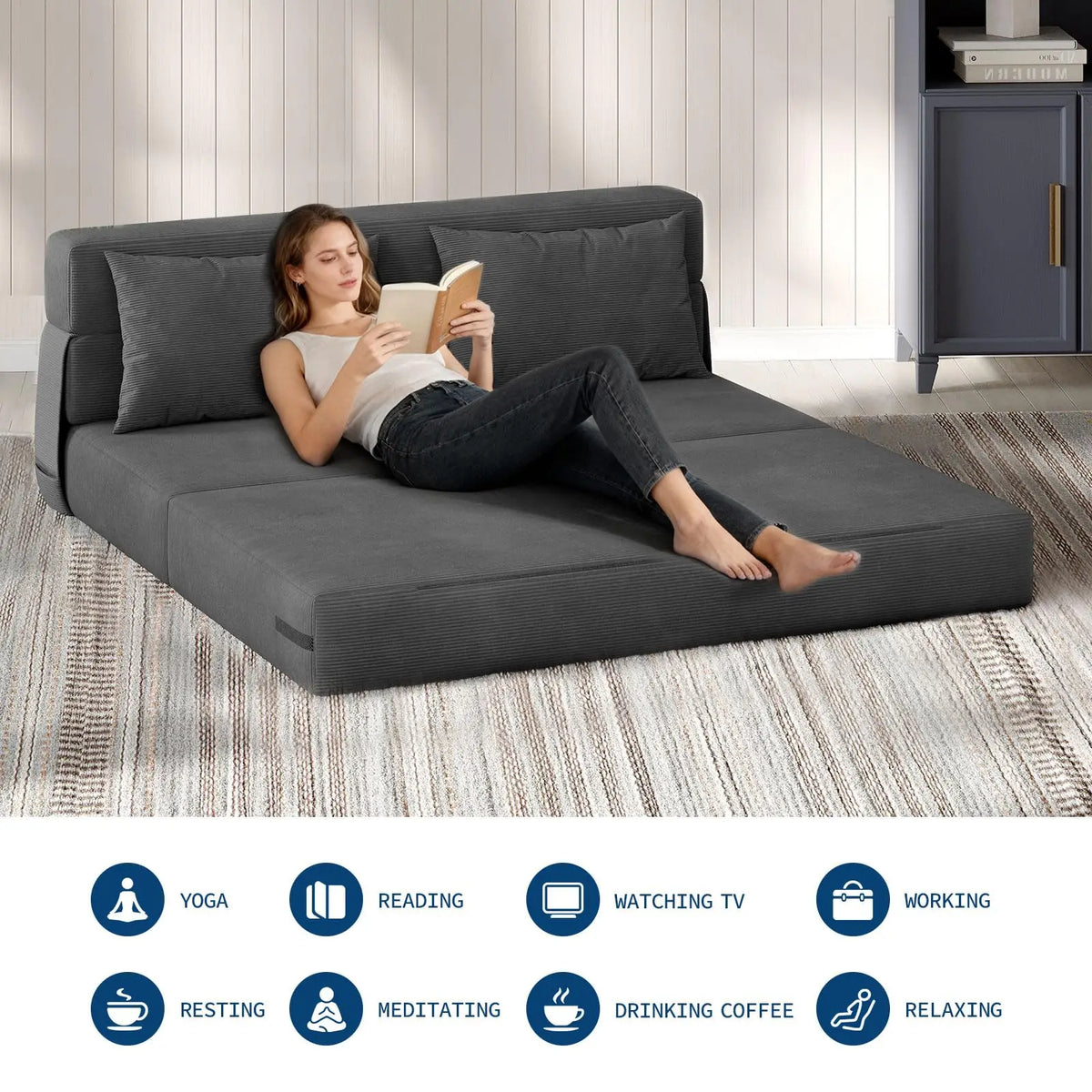 HiMISS 4-in-1 Convertible Folding Sofa Bed With Pillow