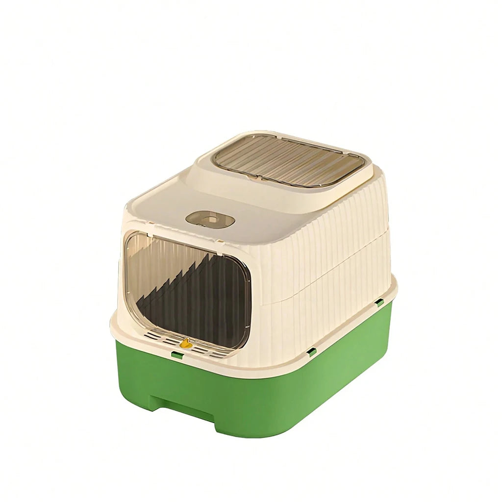 2 in 1 Fully Enclosed Cat Litter Box High Sided Anti-Splash, Detachable Pet Toilet With Lid And Door, Odor Control Deep Bottom Easy Clean For Indoor Cats