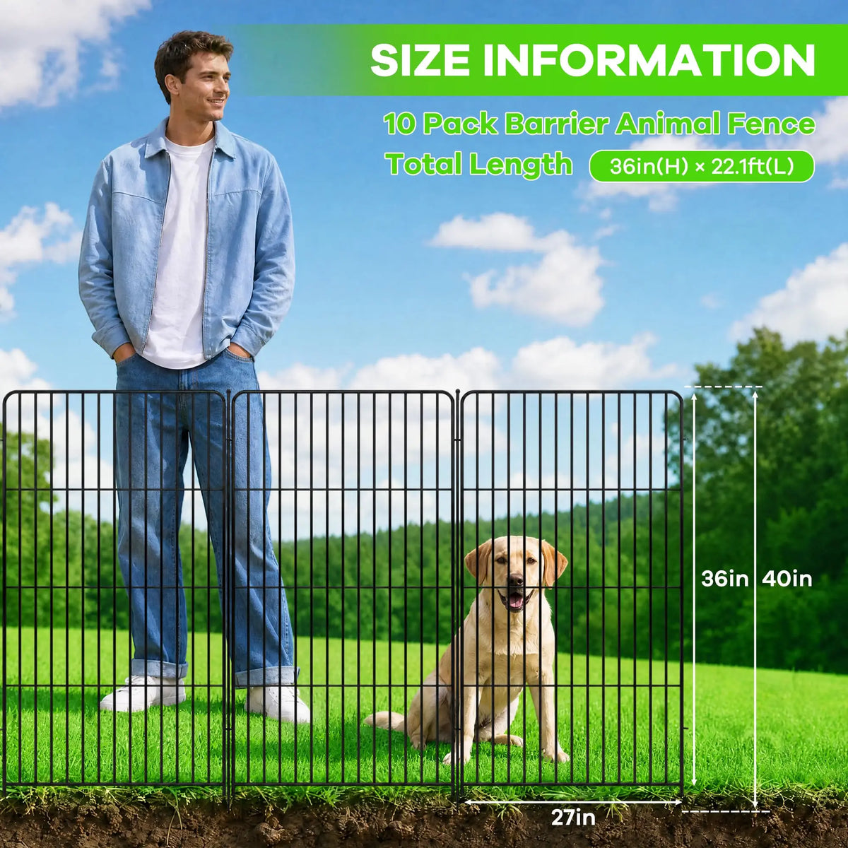HiMISS Decorative Metal Garden Fence for Dogs and Animal Control