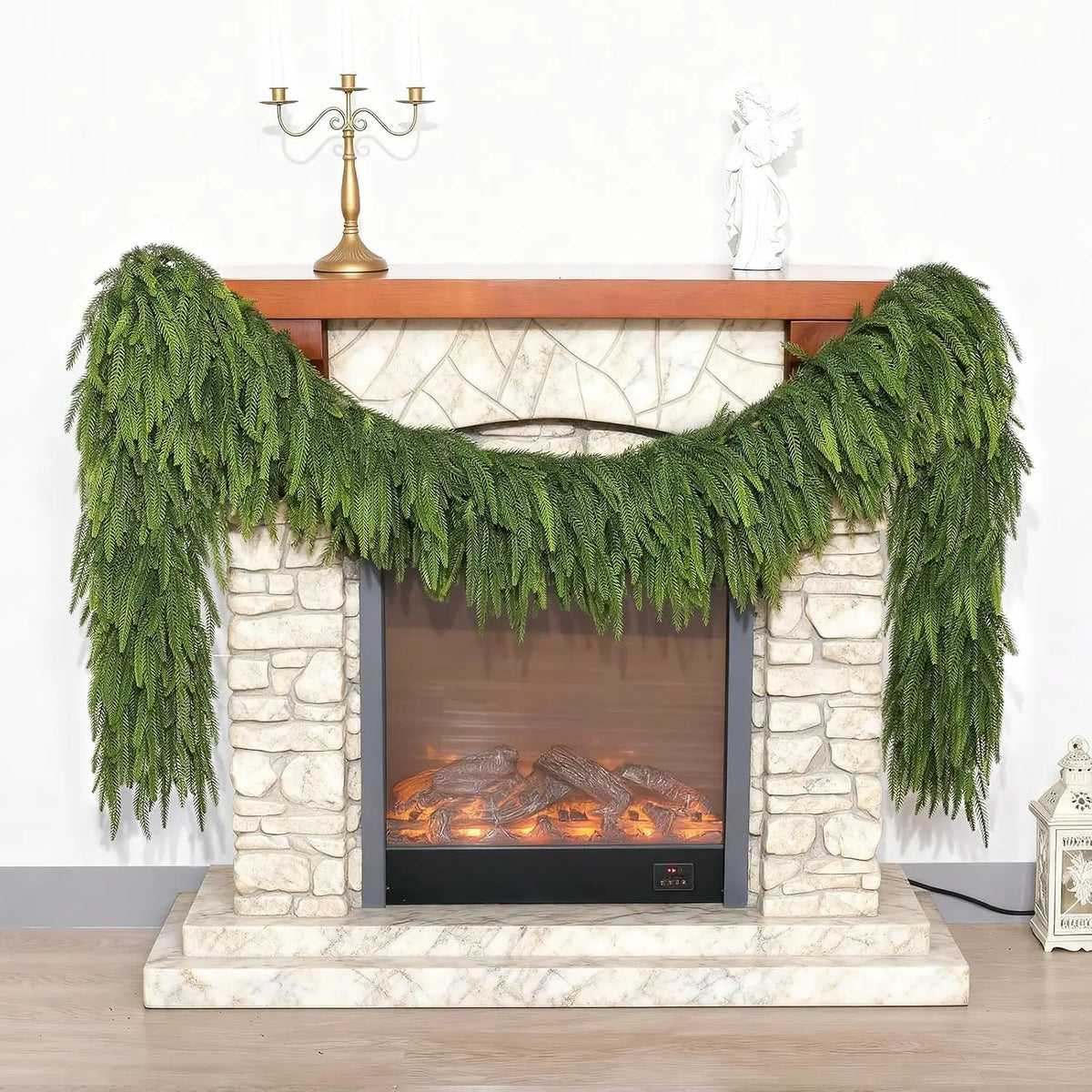 Artificial Norfolk Pine Garland for Christmas Fireplace Decor
