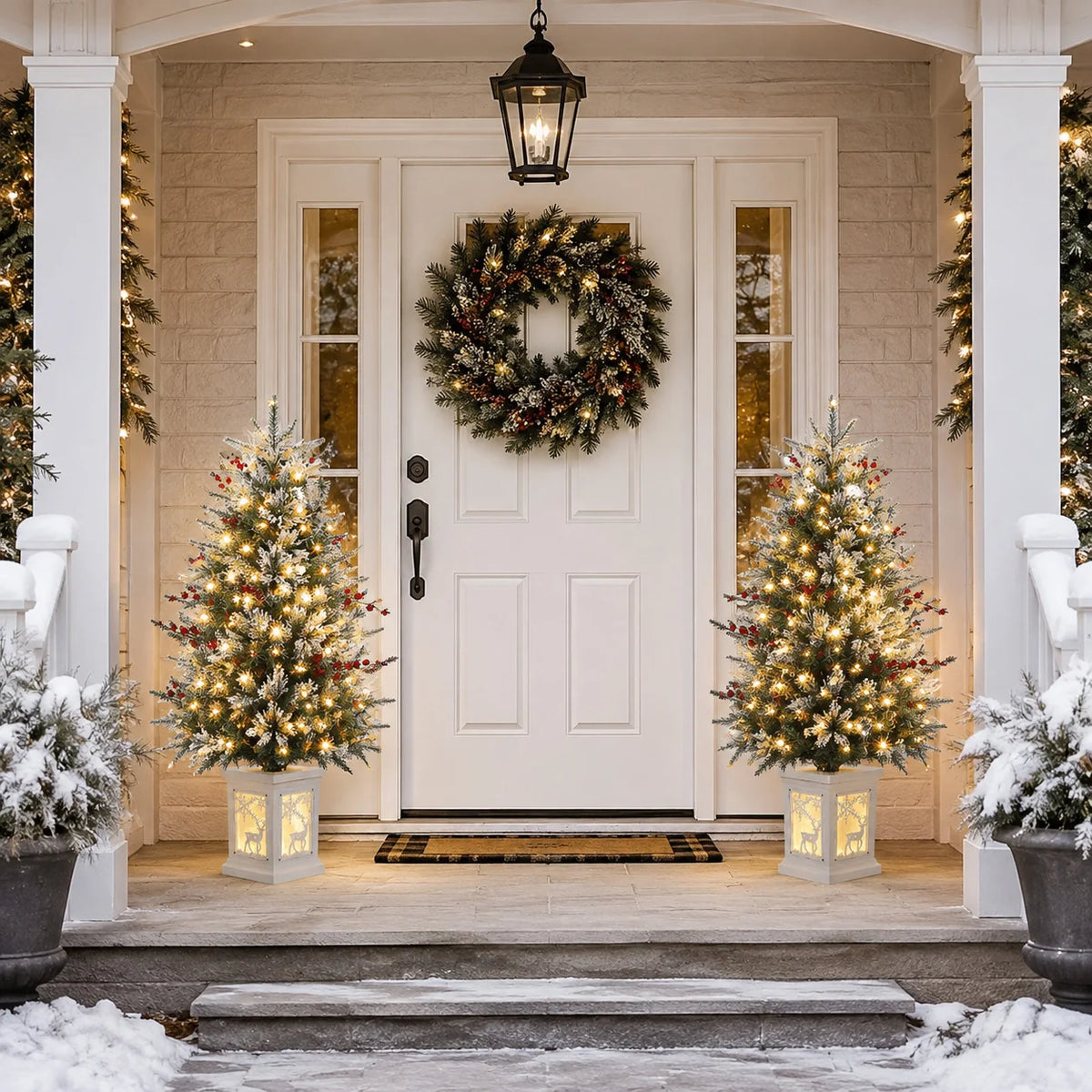 ANIXOL Snow Flocked Pre Lit Christmas Tree With LED Lights
